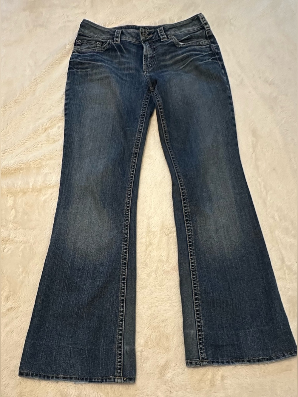 Silver Jeans Women's Flared Denim in Dark Blue Wash